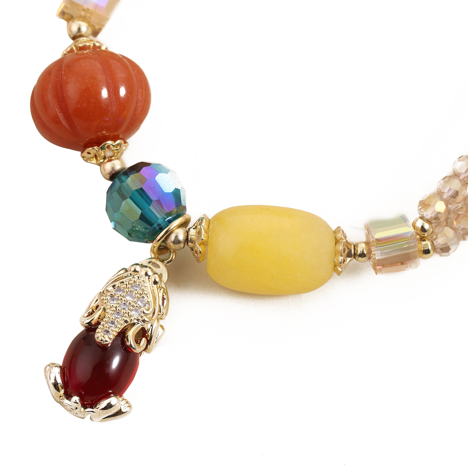 Direct creative combination women's three-layer tourmaline crystal bracelet, fashionable ethnic style and temperament bracelet