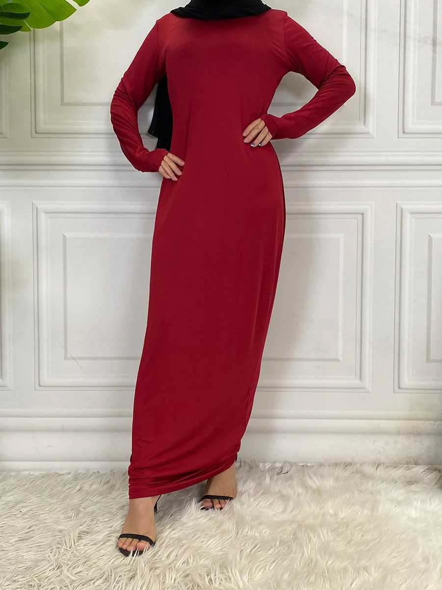 Muslim Middle East new fashion base solid color dress Dubai Turkey Arab elegant popular womens dress X250514