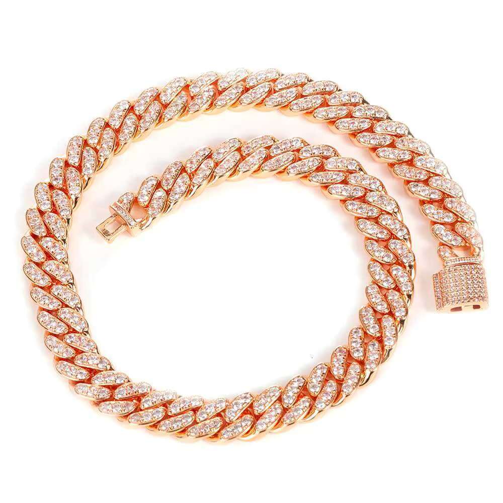 Hip hop street rap 12mm men's chilled Cz Miami Cuban chain necklace