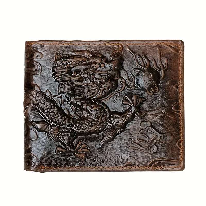 Men's Vintage Genuine Leather 3D Printed Tiger Wallet Card Holder