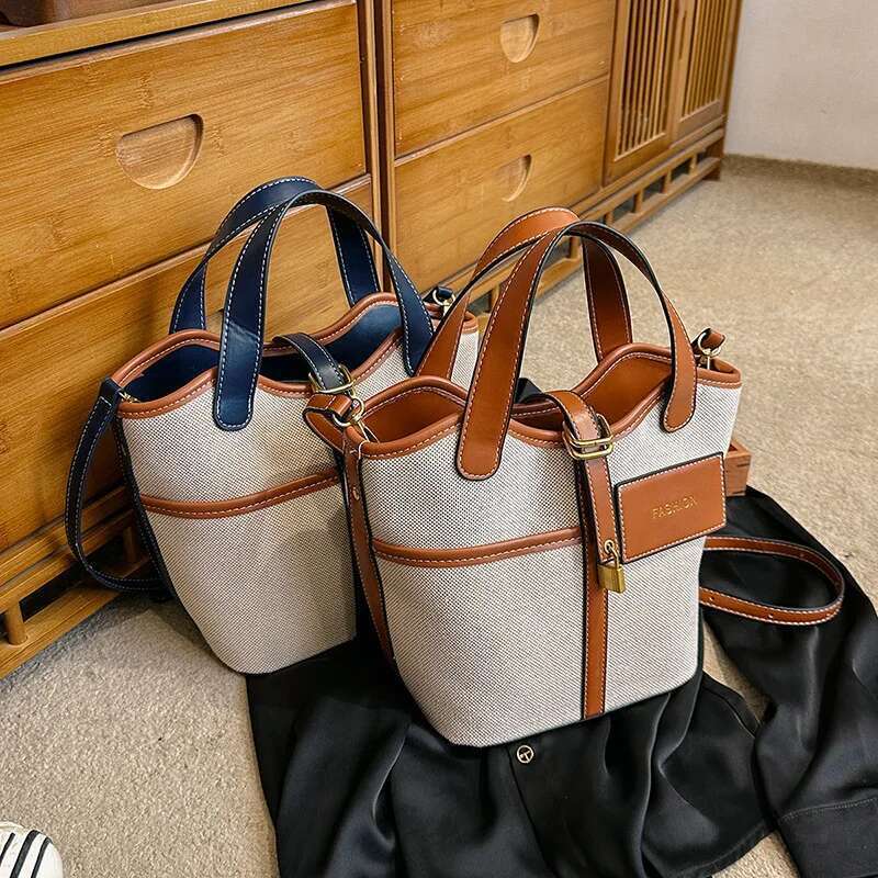 Summer Woven Bucket - Artisan Canvas Convertible Tote, Tactile Crossbody & Scandi Market Tote Styling