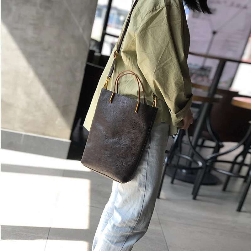 Johnature Simple Genuine Leather Women 2025 New Retro Nature Soft Cowhide Handbag Versatile Composite Bag Shoulder Bags