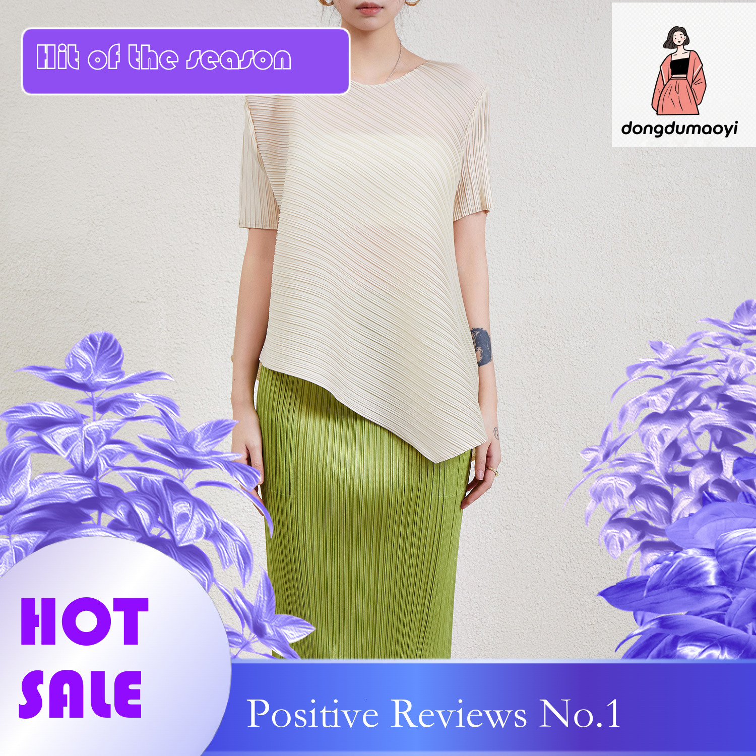 dongdumaoyi Folded women's summer thin solid color versatile casual breathable irregular hem pullover short sleeved T-shirt