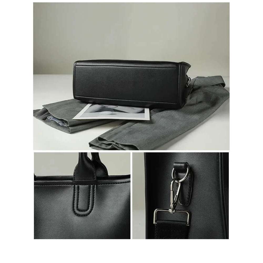 Commuting Ladies Handbags Women Shoulder Bags Large Capacity Pu Leather Female Messenger Bag Big Totebag Commute Briefcase Black