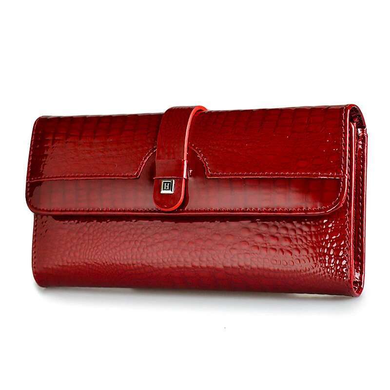 Fashion Women's Genuine Leather Handbags Women Designer WalletsShiny Long Purses 2022 Ladies Elegant Clutch Bag