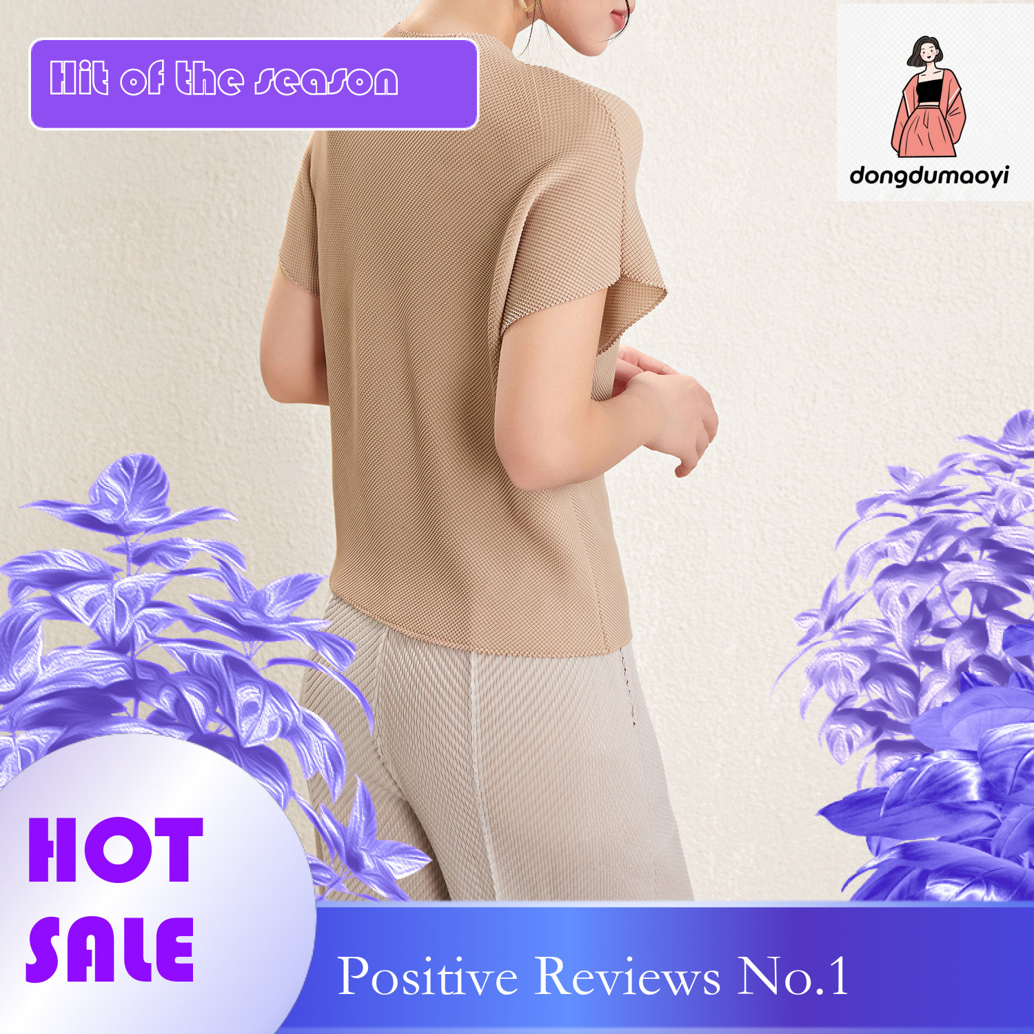 dongdumaoyi Miyake T-shirt women's 2024 summer new high-end pleated casual loose fashion age reducing versatile slimming top