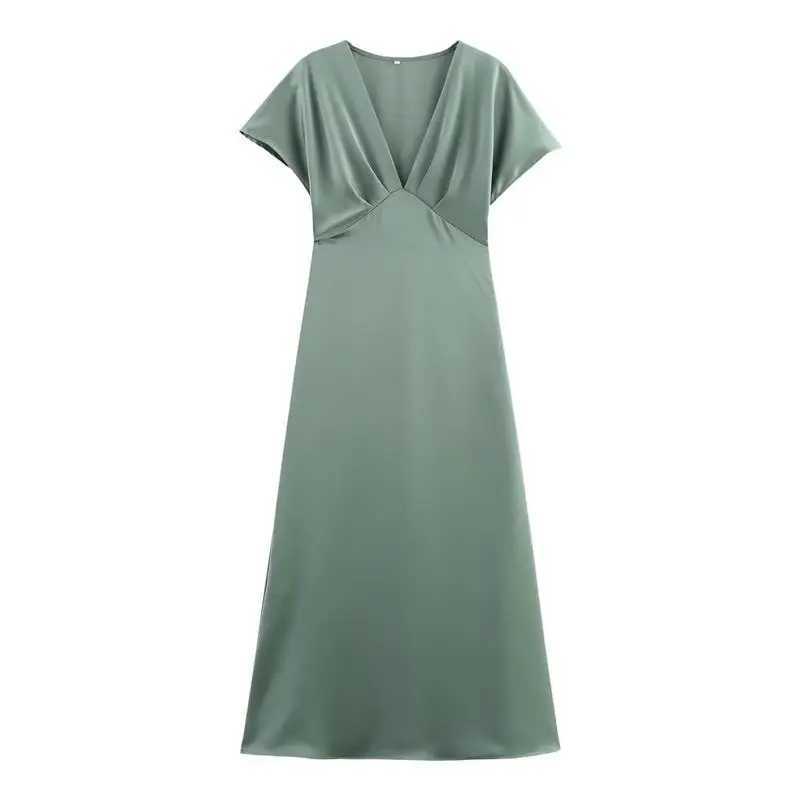 Womens 2025 New Dresses Summer Elegant Fashion Slim V-neck Street Holiday Long Dress Young Women Chic Comfortable DressXJ250514