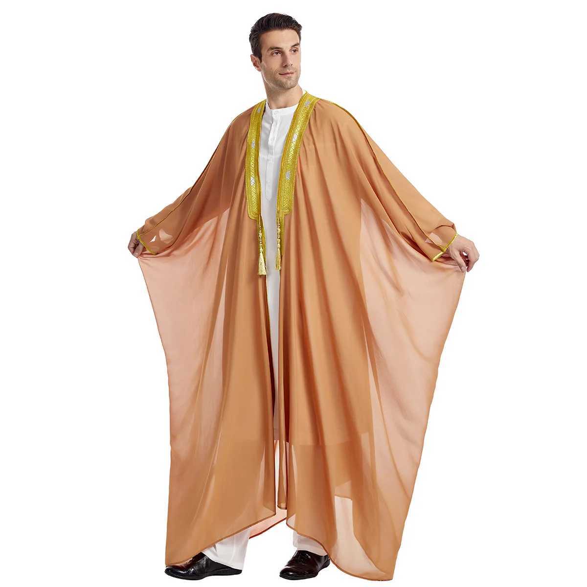 Eid Muslim Men Jubba Thobe Mens Cardigan Abaya Long Dress Islamic Ramadan Kimono Long Robe Saudi Arabic Musulman Caftan Dubai X2505141