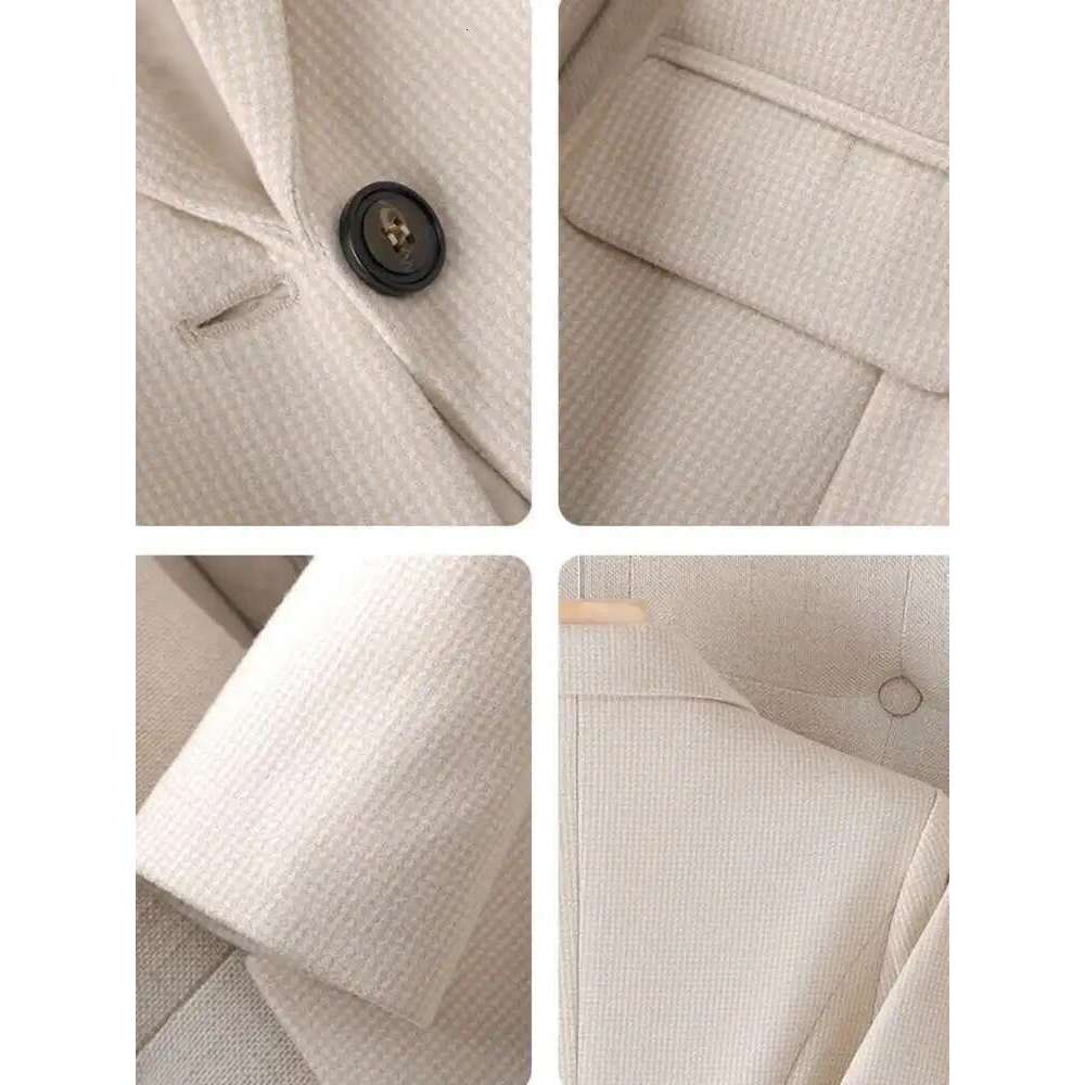 XFPV Women's Apricot Woolen Temperament Casual Thickened Slim Single Button Blazer Coat Fashion New Winter Autumn 2025 SM8557