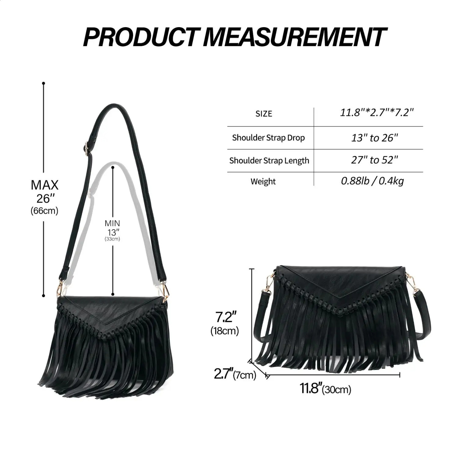 Tassel Crossbody Purse for Women PU Leather Western Hobo Fringe Handbag Shoulder Bag 250513