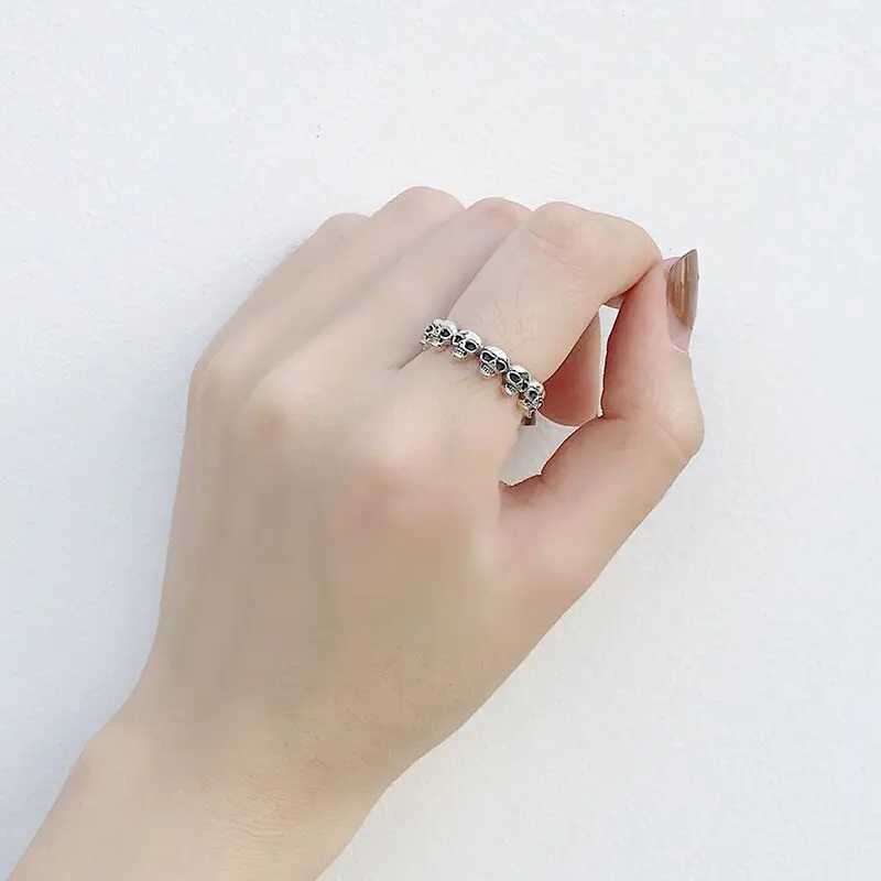 New in 925 Sterling Silver Skull Adjustable Rings For Women Vintage Wedding Jewelry DropshippingXJ250514