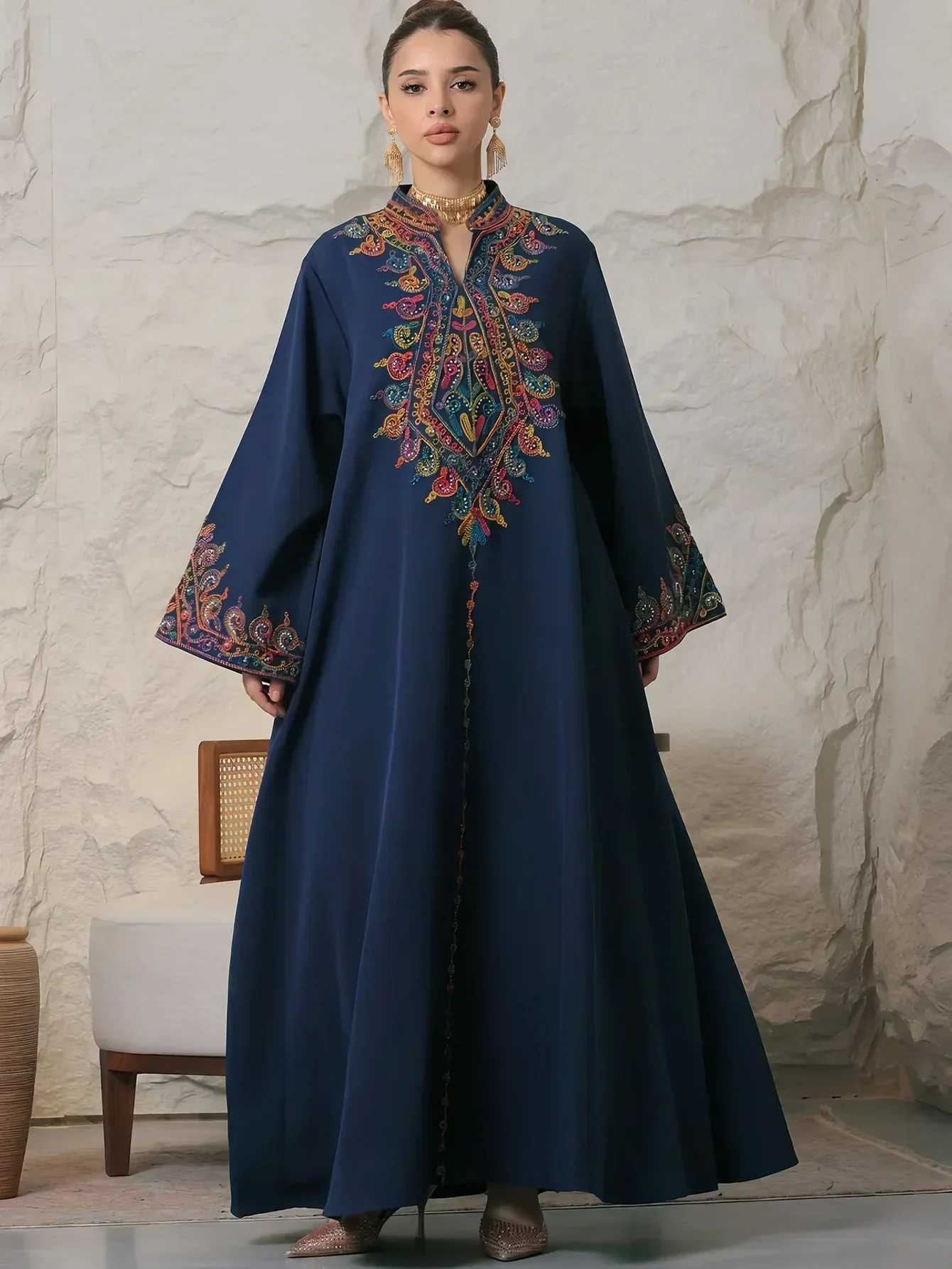 Embroidered Abayas for Women Muslim Evening Eid Party Dress Kaftan Dubai Turkey Robe Arabic Islam Jalabiya Caftan Marocain Femme X250514
