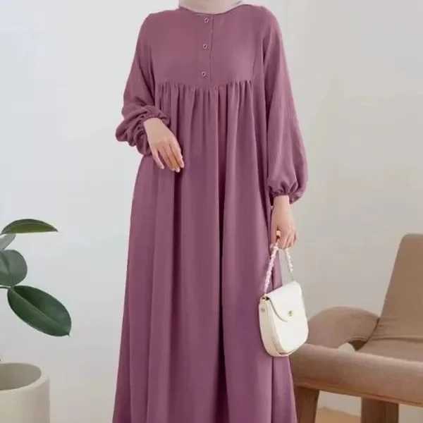 2025 Women Eid Muslim Dress Abaya Lantern Slve Long Dresses Arab Dubai Jalabiya Vestidos Loose Casual Summer Ankle Length 2024 X250514