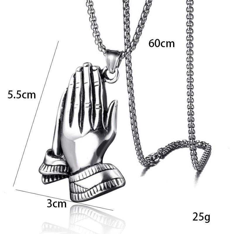 European and American hip-hop retro titanium steel necklace, a must-have for trendsetters, palm clapping pendant, street style high-quality accessory