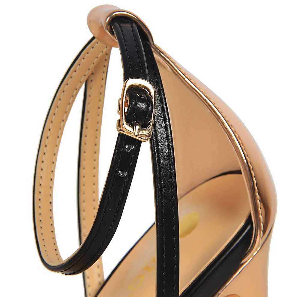 Summer Women 11cm High Heels Sandals Women Open Toe Fetish Heels Lady Wedding Bridal Gladiator Nightclub Champagne Gold Shoes W250514