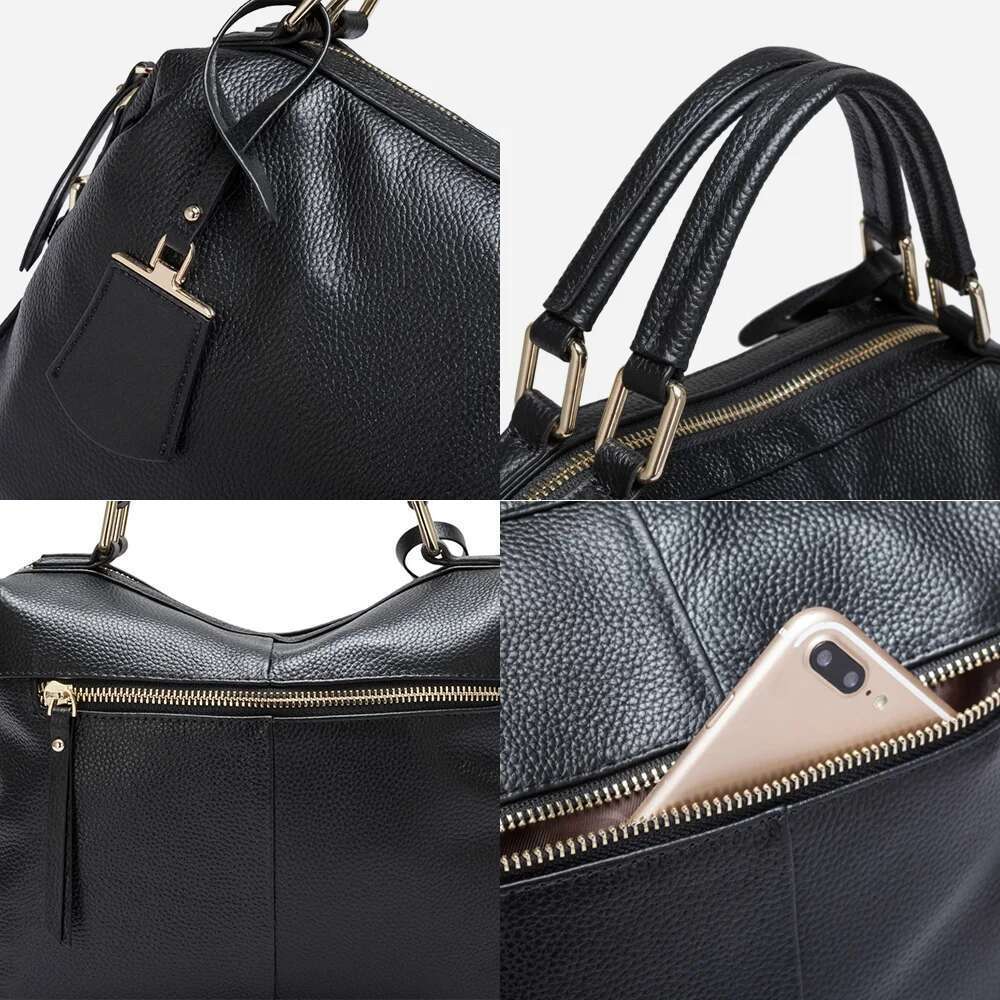 Zency Dark Blue Women Boston Bag 100% Genuine Leather Handbags Female Charm Crossbody Purse Shoulder Bags For Work Shoppi