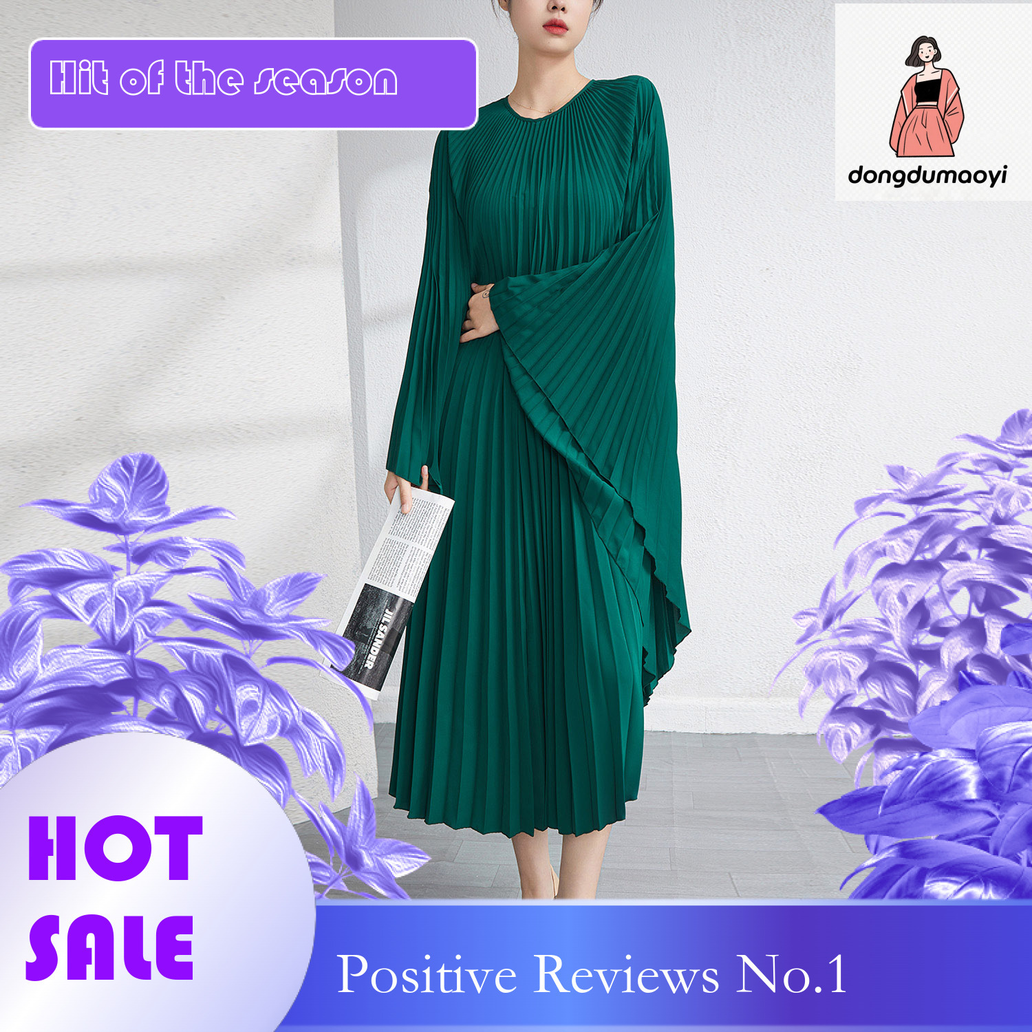 dongdumaoyi Folded irregular loose plus size medium to long women s dress age reducing flesh blocking slimming and fat enhancing MM skirt