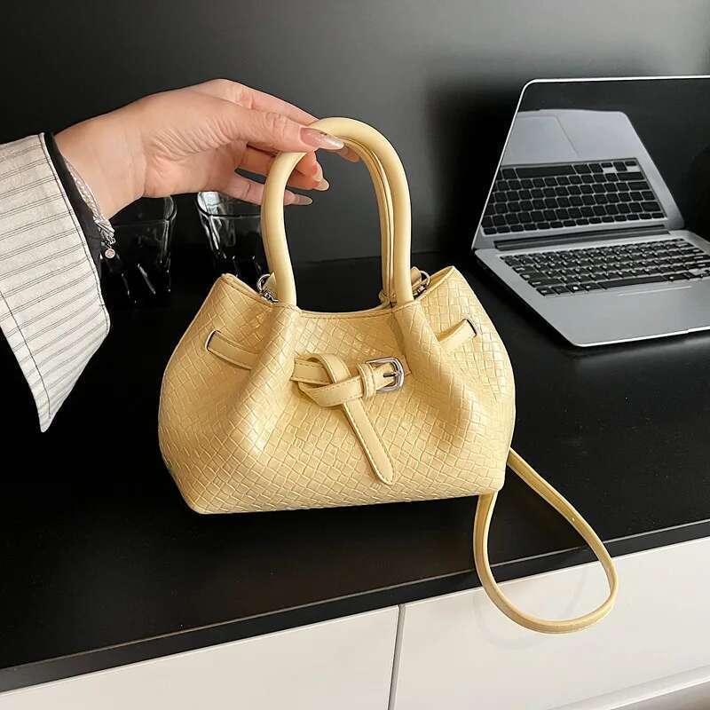 Textured Woven Tote for Women, Minimalist Shoulder Purse Work Essentials, Spacious Commuter Bag Office Chic