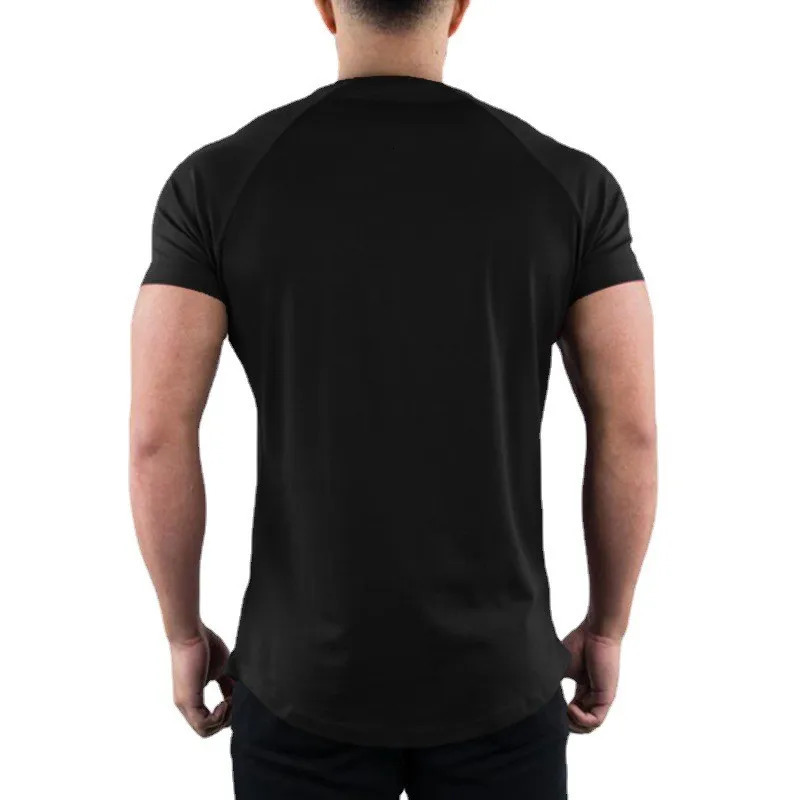 Mens Slim Fit Sports Short Sleeve T-shirt European and American Summer Fashion O-neck Quick-drying Elastic Gym Fitness T Shirt 250513
