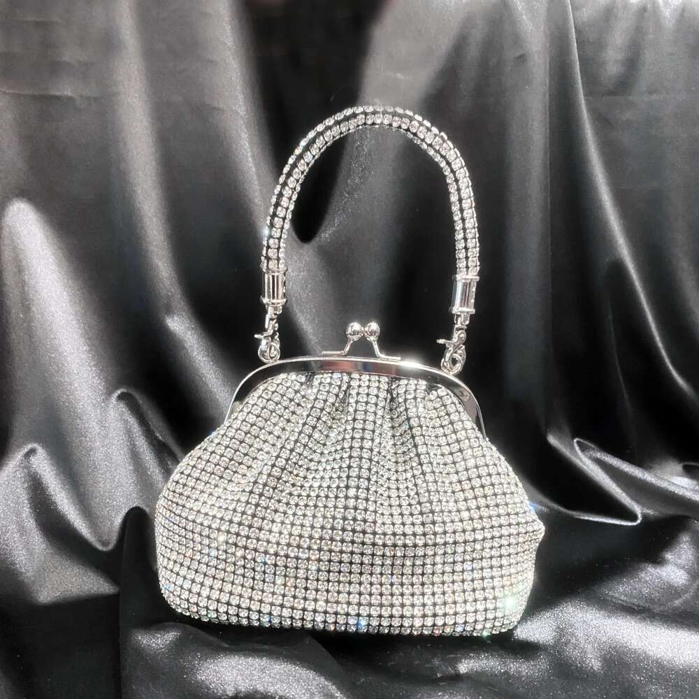 Handmade Rhinestones Evening Clutch Bag Purses And Handbag Designer Shiny Crystal Clutch Purse Bucket Bag Shoulder Bags