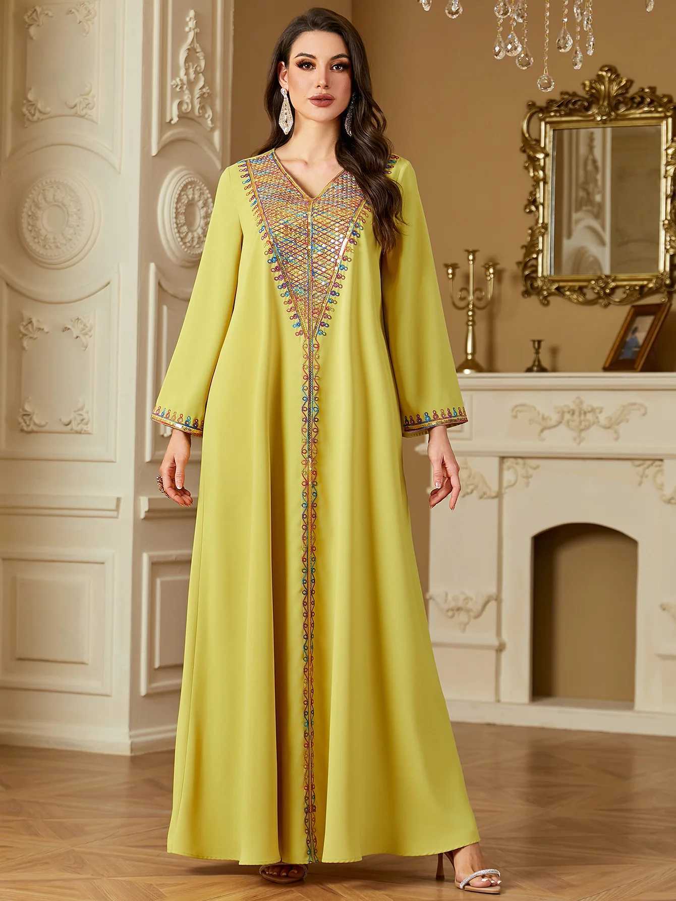 2025 Ramadan Sequin Embroidery Abayas for Women Muslim Dress Eid Turkey Kaftan Dubai Femme Robe Morocco Vestidos Jalabiya Caftan X250514