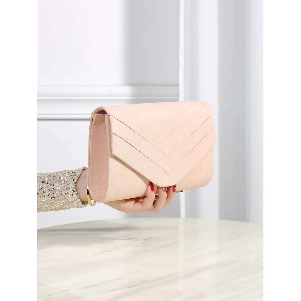 Evening Bag, Elegant, Sophisticated, Charming, Quiet Luxurious Metal Trimmed Chain Veet Square Bag For