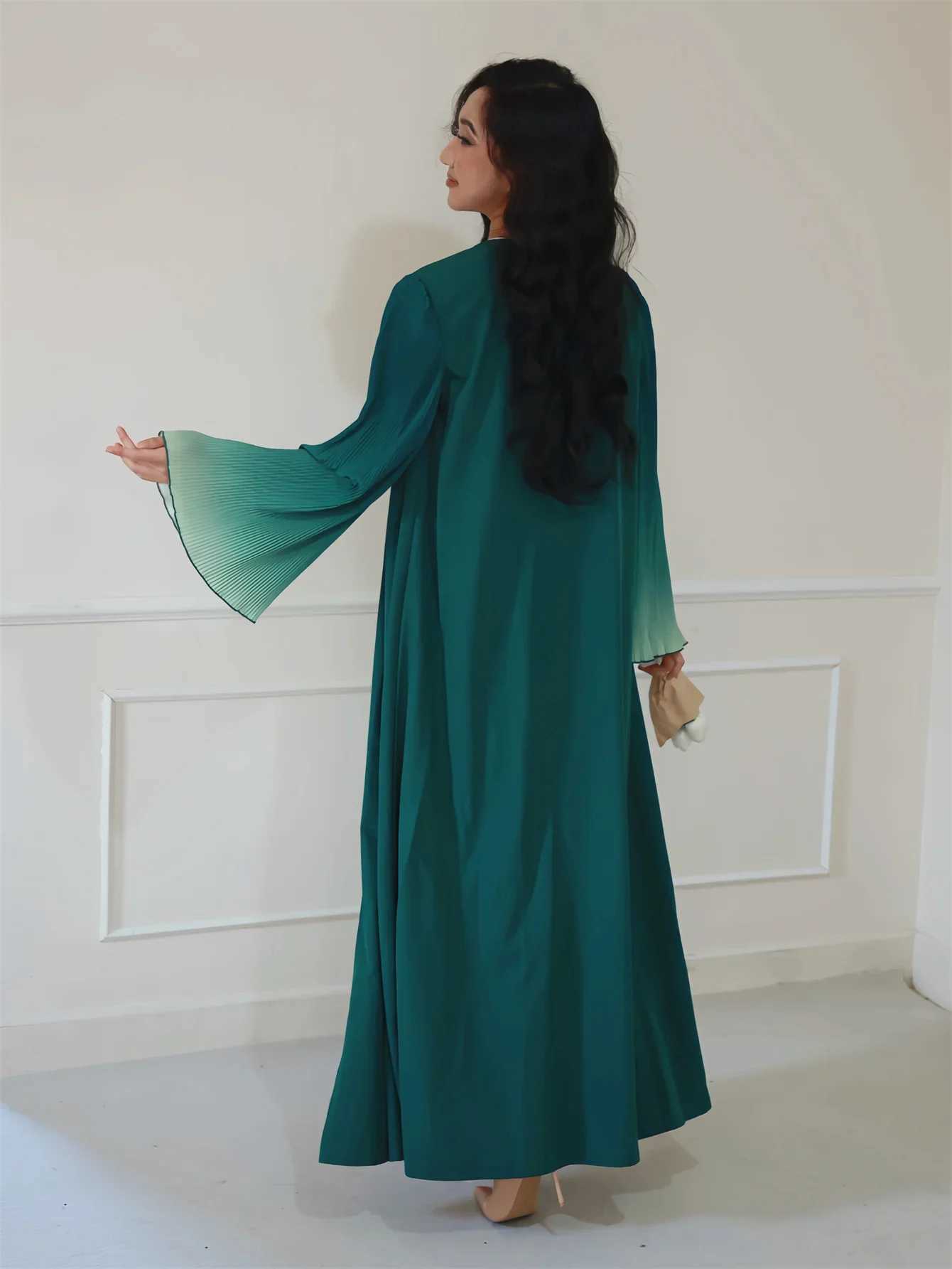 Elegant Abaya Muslim Flare Slve Casual Arabian Middle-East Open Front Abayas Turkey Kaftans Women Jilbabs Islamic Maxi Dresses X250514