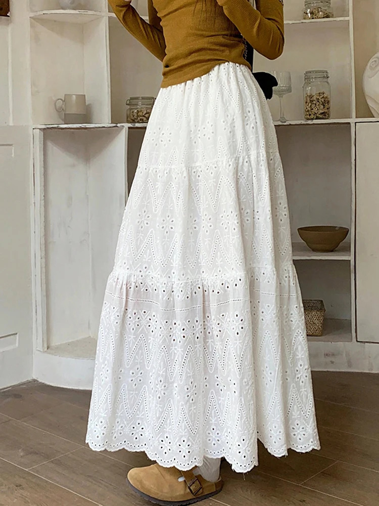 Sweety In Dresses Summer Pleated Long Skirts Girl Aline Elastic Waist Fairy Tiered Skirt Women Solid Color Womens 250514