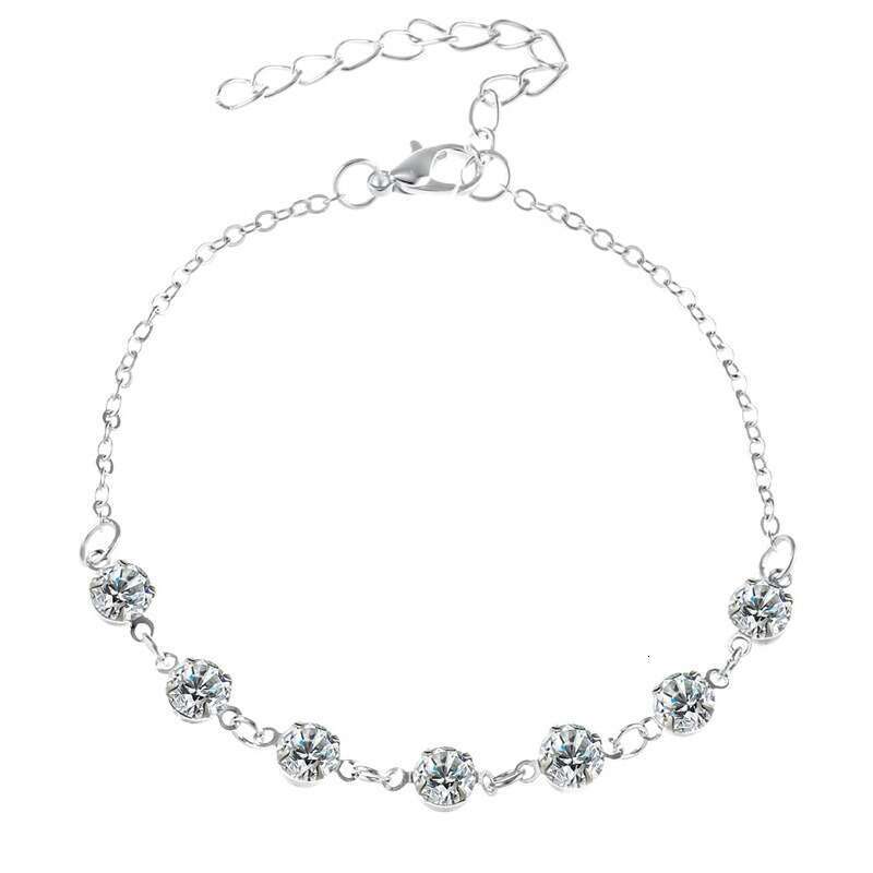 Elegant, simple, personalized, studded beach chain, summer alloy sparkling dia versatile accessory, women's ankle chain