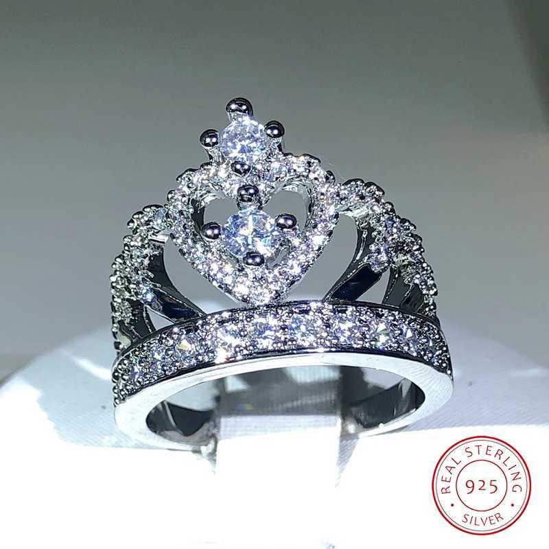 925 silver Fancy Crown Women Ring Best Anniversary Girl Gift Elegant Female Dance Party Train Jewelry Rings WholesaleXJ250514