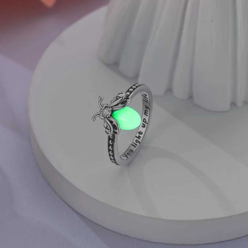 925 Sterling Silver Lucky Unicorn - Rings Sparkling Luminous Firefly Ring For Women Wedding Ring Jewelry GiftXJ250514