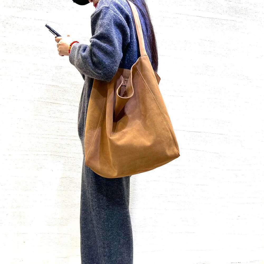 Level Matte Suede Leather Bags Cow Skin Bucket Tote High Quality Women's Handbag Winter Autumn Female Shoulder Bag