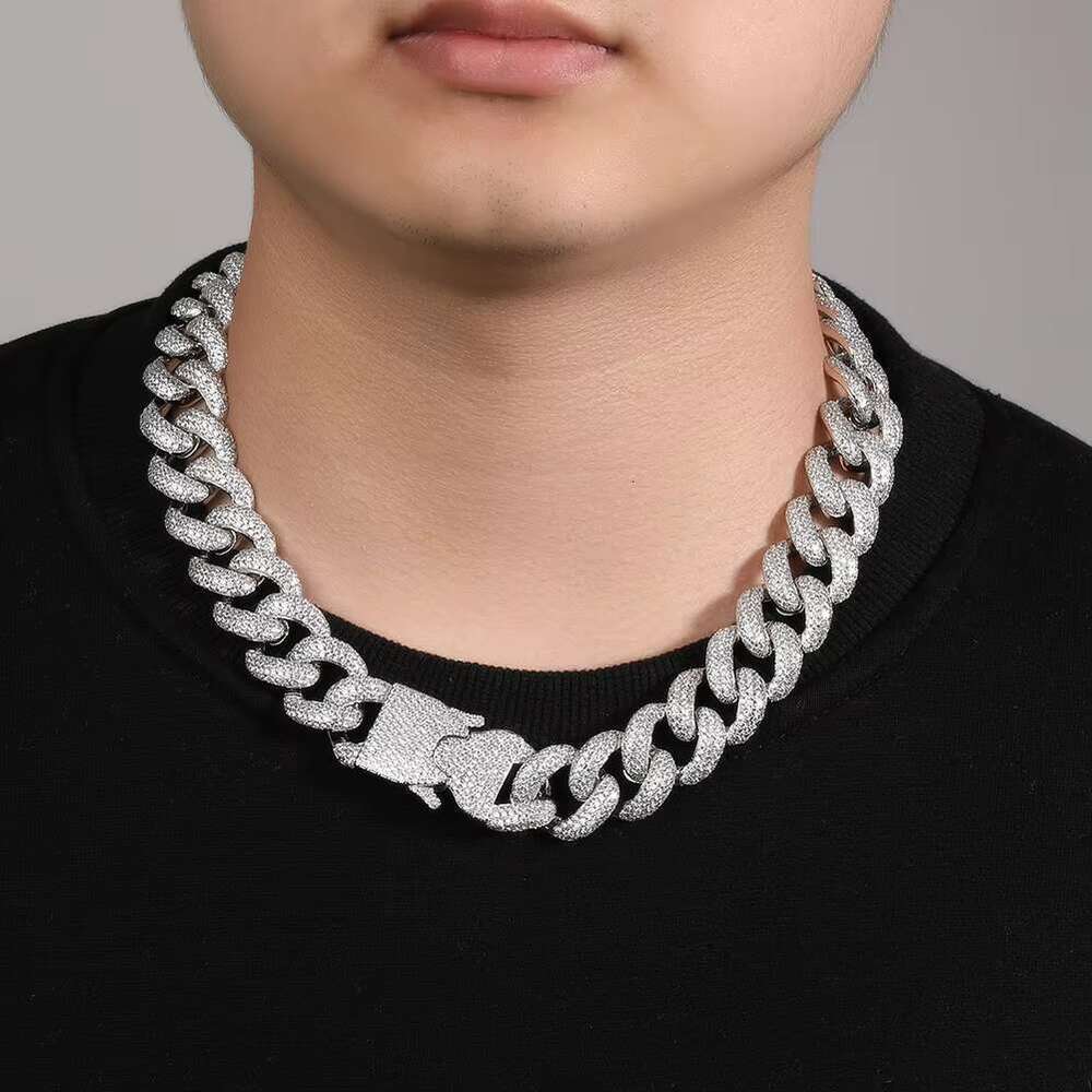 DHCollections Trendy Hip Hop Jewelry 20mm Solid Gold Plated Brass 4-Row AAAAA CZ Iced Cuban Chain Necklace