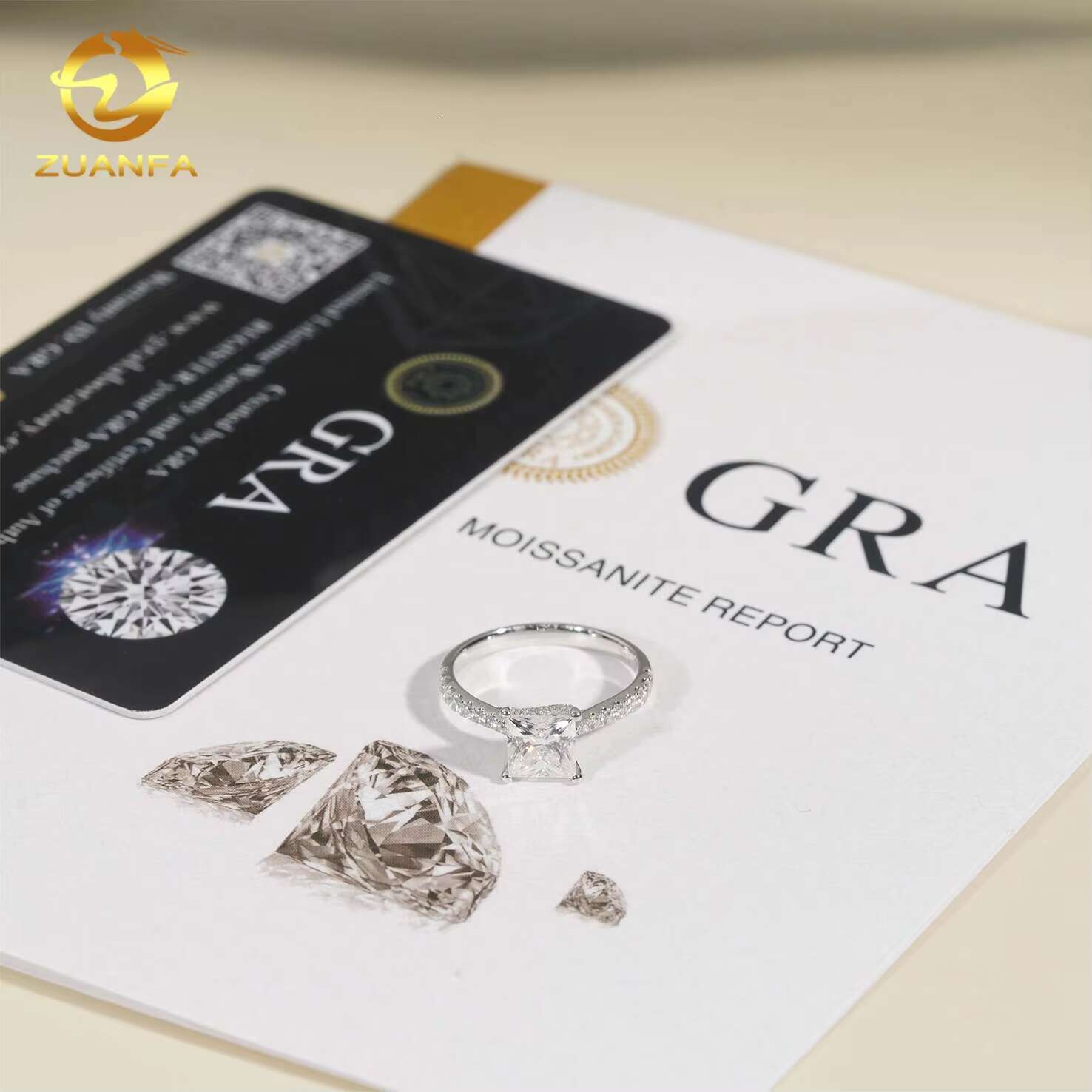 Ready to Ship 1.2ct Princess Cut 14k White Gold VVS Moissanite Diamond Engagement Rings for Gift