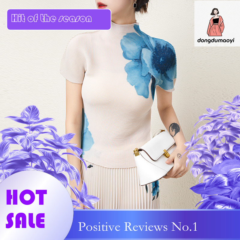 dongdumaoyi Miyake Fashion Set, Women's 2025 Summer New Style, High end Folded Large T-shirt, Top, pleated skirt two-piece set