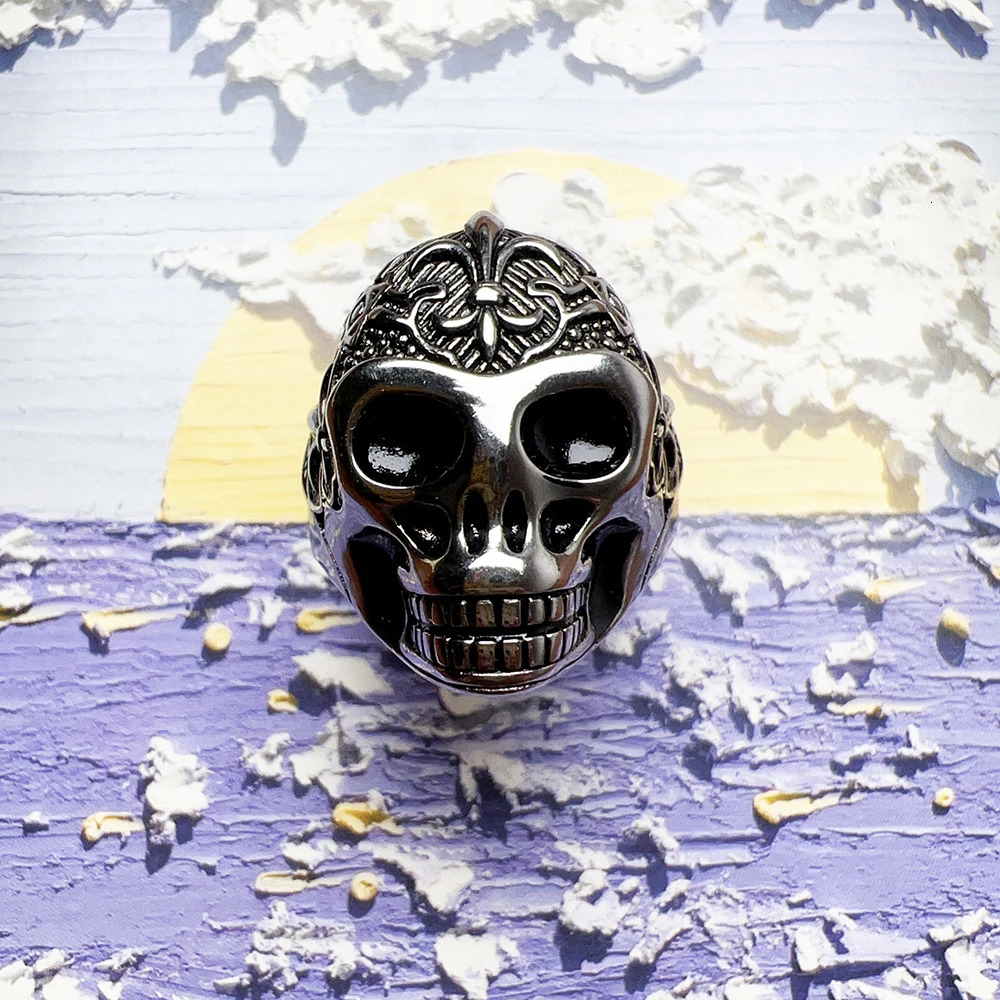 Blackened Lily Skull Ring Europe Style Vintage Jewelry Fine Jewerly Gift For Men Women In 925 Sterling Silver 250509