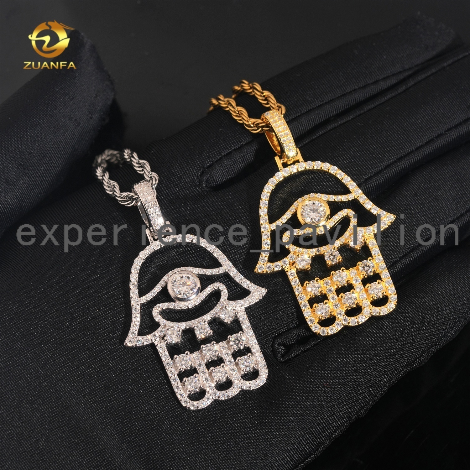 Hip Hop Jewelry High Quality Iced Out Hollow Hamsa Hand 925 Silver VVS Moissanite Pendants