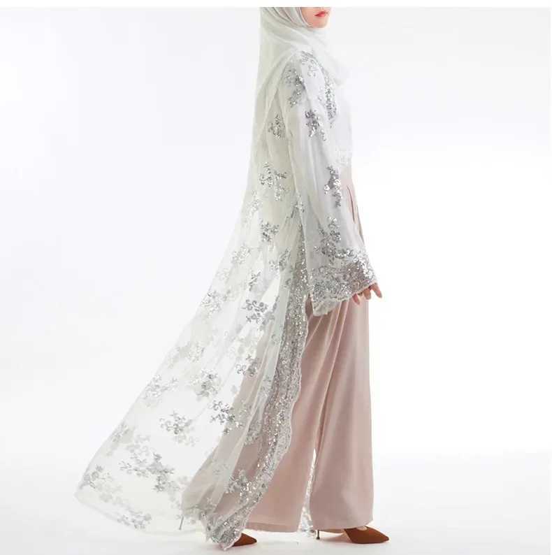 Eid Sequins Abaya Dubai Kimono Open Kaftan Muslim Dress Women Cardigan Arab Robe Ramadan Islam Clothing Ka Party Gown Caftan X250514
