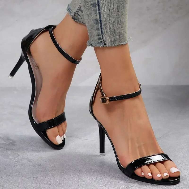 Summer Open Toe Solid Color Simple Elegant Fashion Sandals for Women New Sexy Pin Buckle Comfortable Banquet Party High Heels