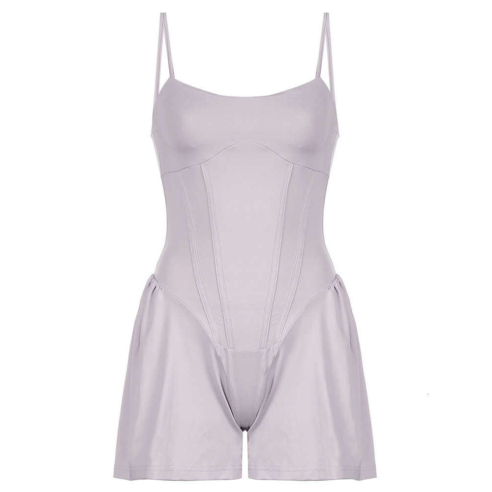 Sportswear Women's Casual Camisole Fiess Yoga Waist Shaping A-Line Wide Leg Jumpsuit Shorts B5