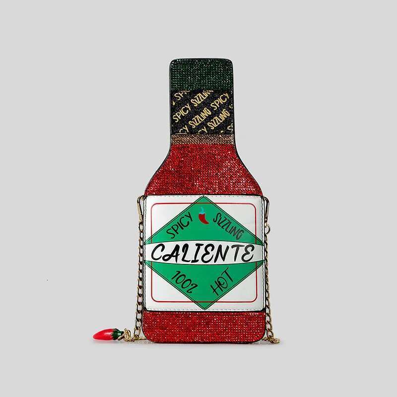Rhinestone Bottle Fashion Women Shoulder Bags Funny Chili Paste Design Crossbody Bag Creative Evening Party Phone Purses 2025