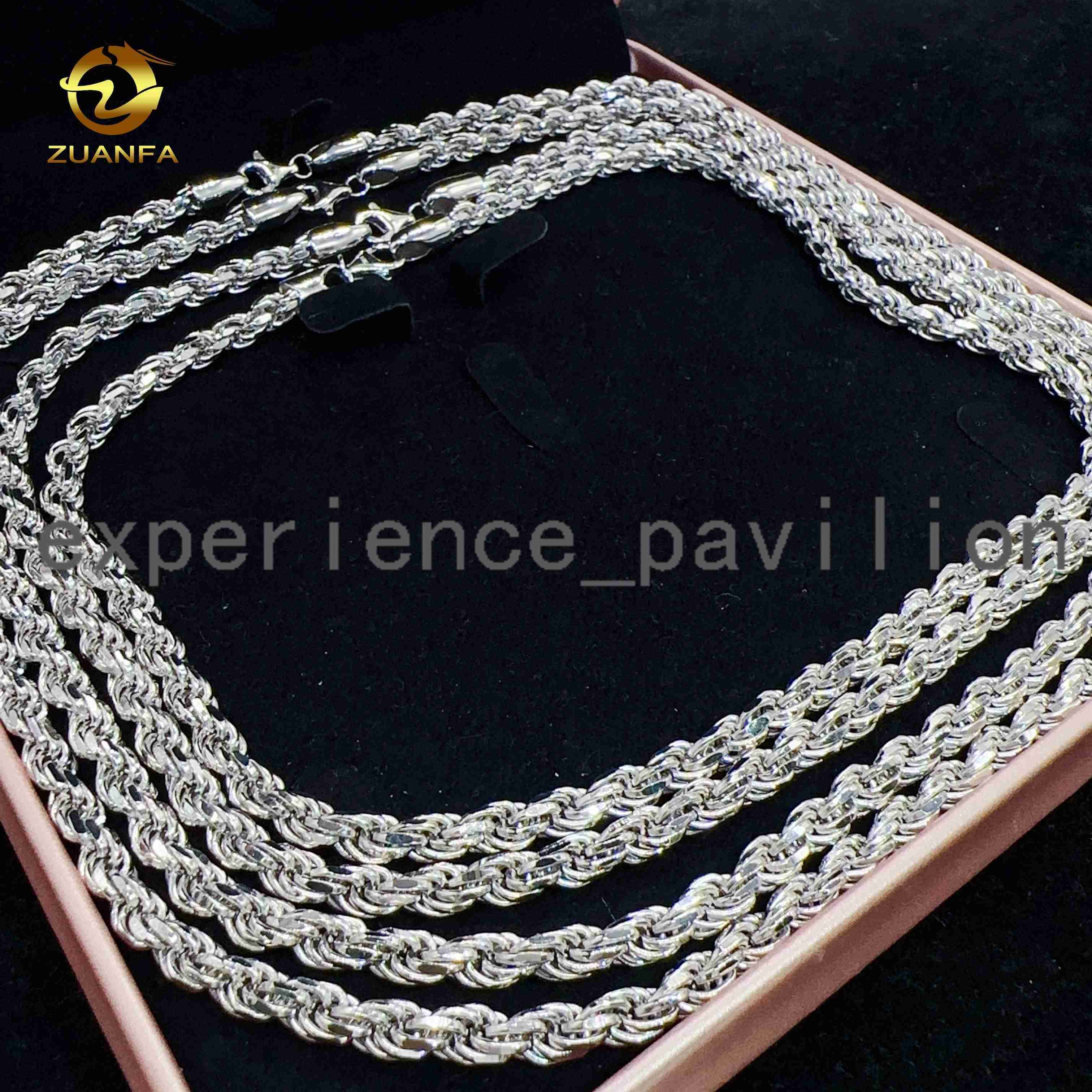 Moissanite Hip Hop Jewelry 6mm 925 Sterling Silver Rope Chain VVS Diamond Chain for Men women
