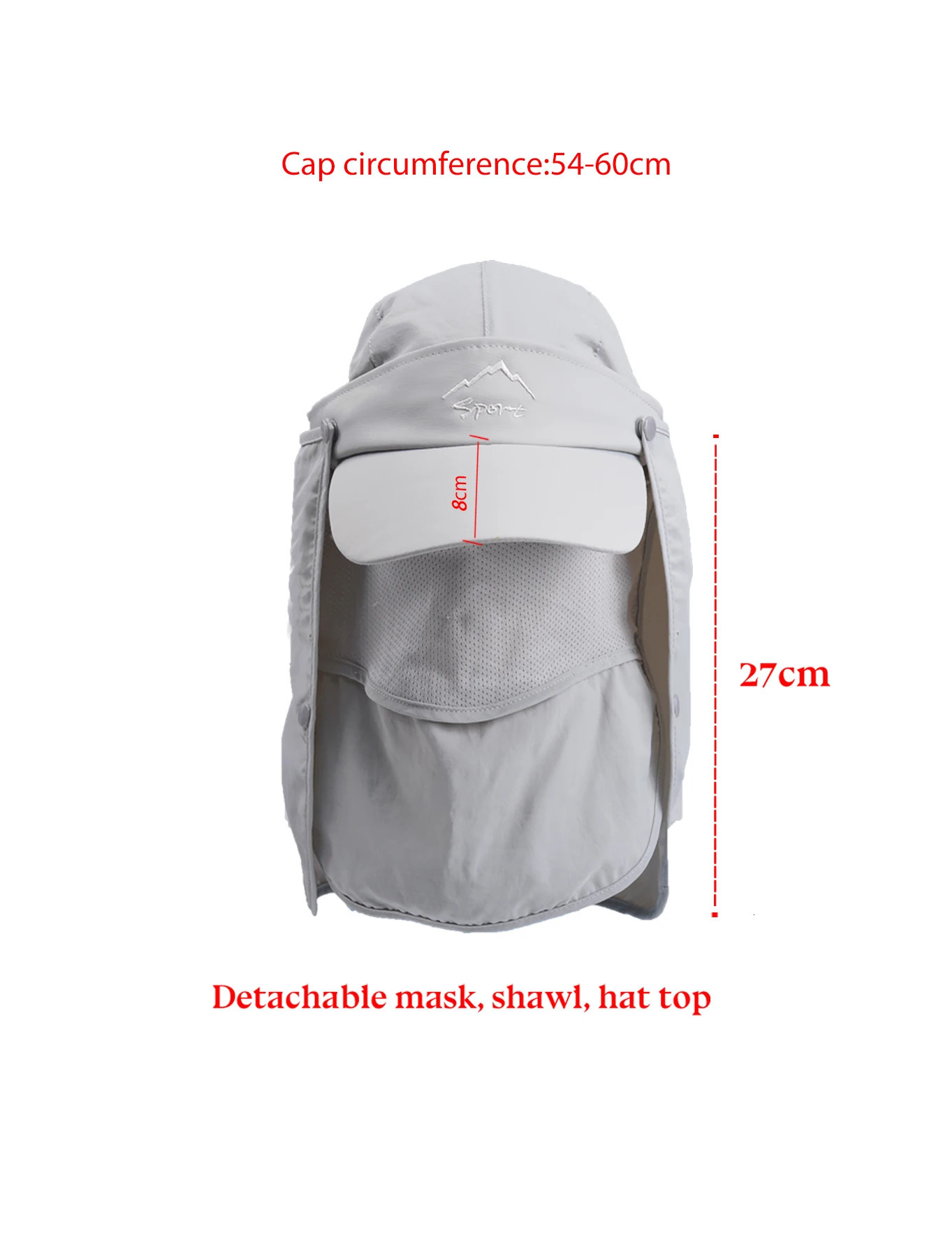 Summer Protective Baseball Hat Men Removable Hat Protect Face Neck Cover Ear Flap Quick Drying UV Protection Hat Undefine Nasi 250514