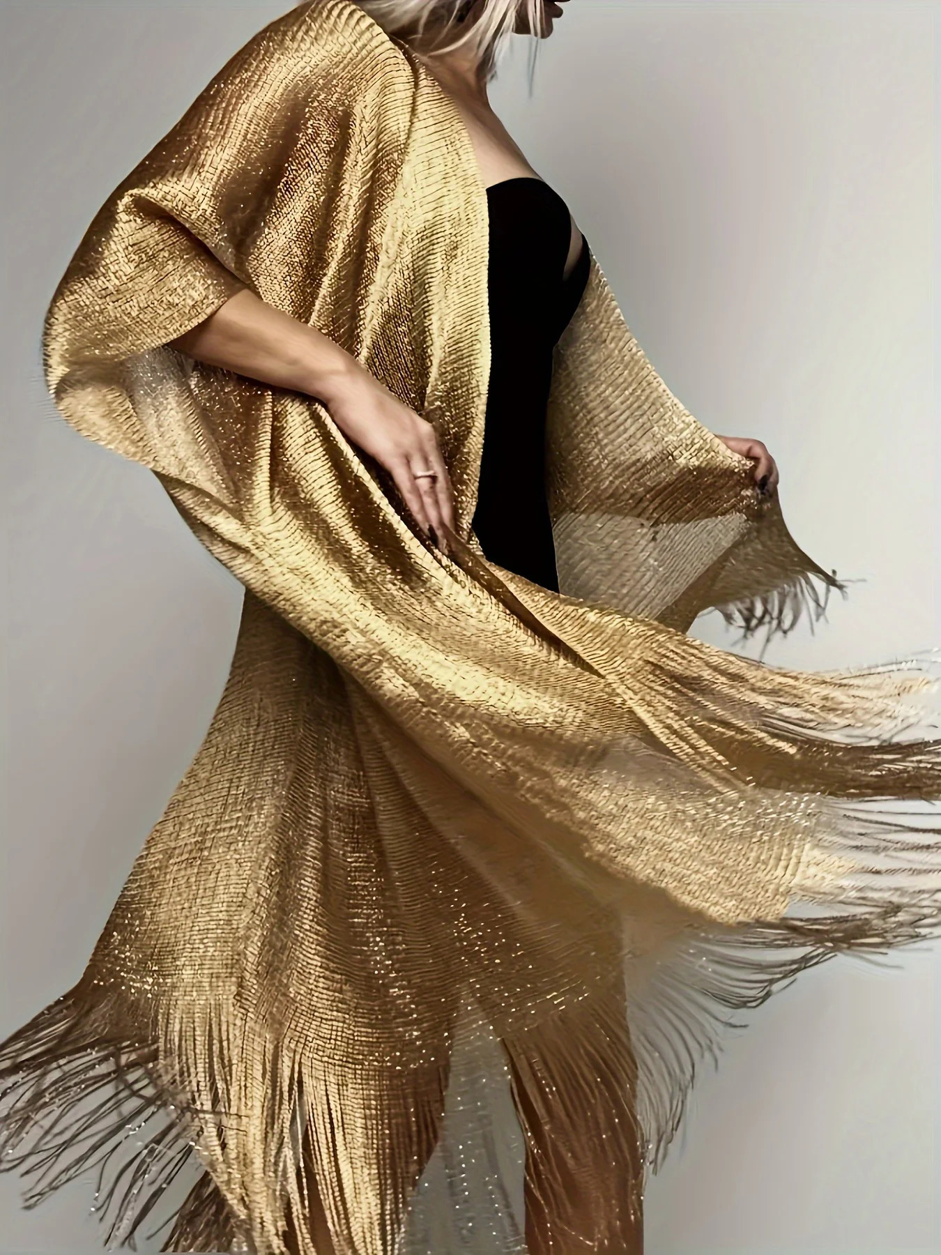 Sexy Fashion Banquet Sunscreen Shawl Gold Silver Shiny Scarves For Women Lace Tassel Party Evening Dress Scarf 250514