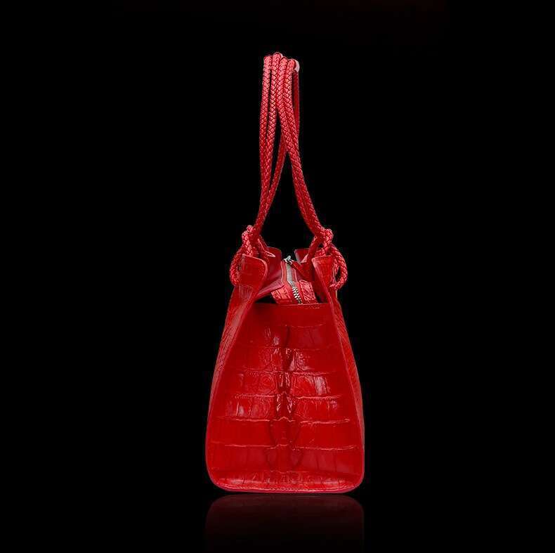 Genuine Leather Women's Red Crocodile Pattern Ladies Handbags Tote Bag Fashion Travel Portable Shoulder Underarm Bags