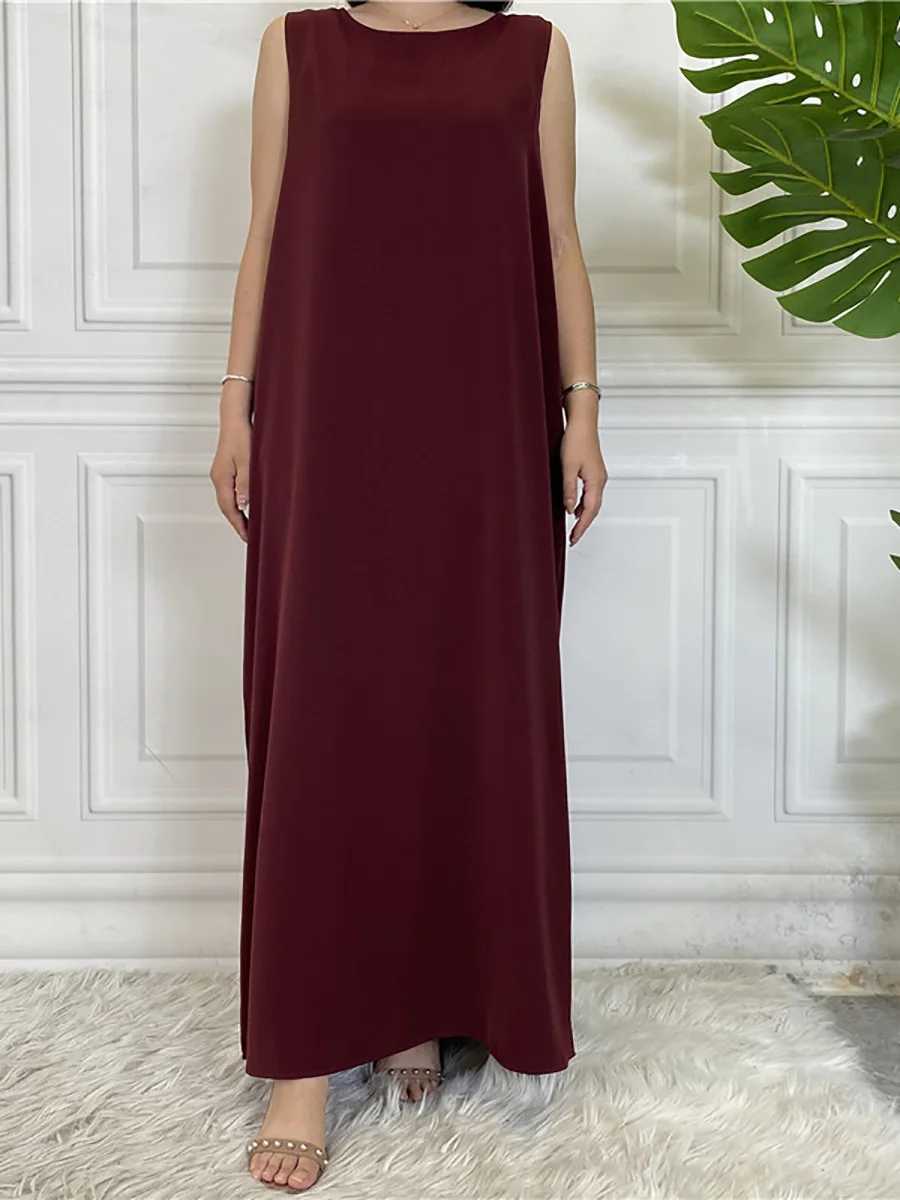 Modest Abaya Femme Casual Vestido All-Match Slveless Inner Dress Muslim For Women Maxi Robe Caftan Moroccan Islamic Clothing X250514