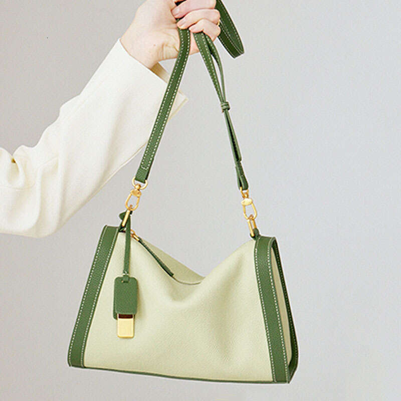 Women's 2024 New Top Layer Cowhide Single Shoulder Crossbody Tote High-End Feeling Bag, Women's Leather Pillow Bag