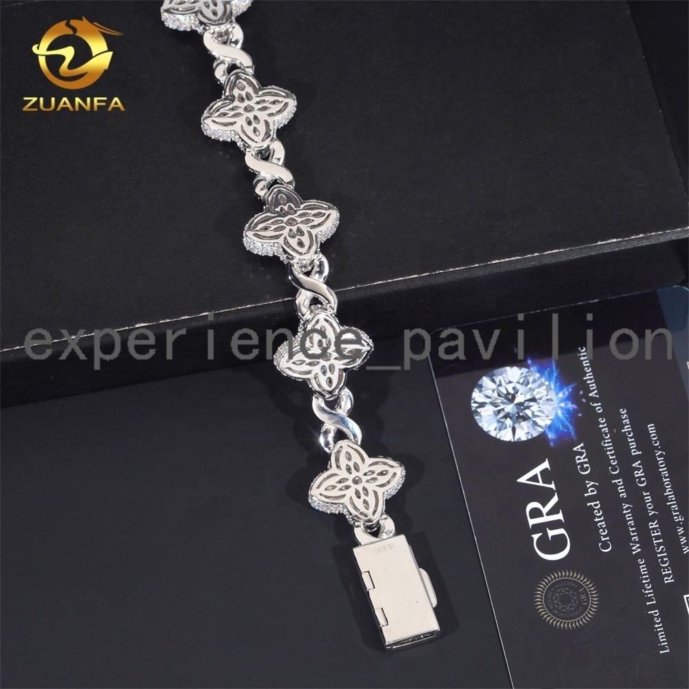 Cheapest Price Custom Iced Out Luxury Diamond Jewelry Rapper Men Jewelry Hip Hop VVS1 Moissanite Diamond Clover Cuban Bracelet