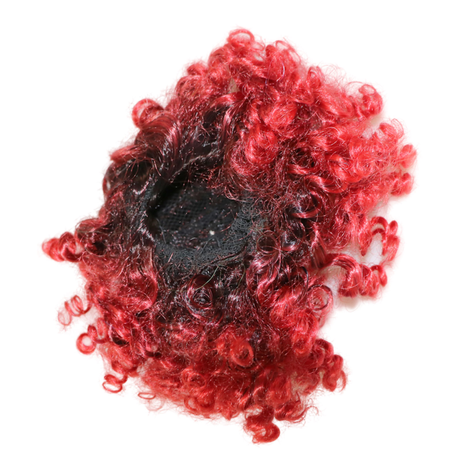 Ombre Color Afro Puff Drawstring Ponytail Bun with Bangs-Heat Resistant Synthetic Kinky Curly Ponytail Updo Hair Extensions with Two Clips, Curly Wome