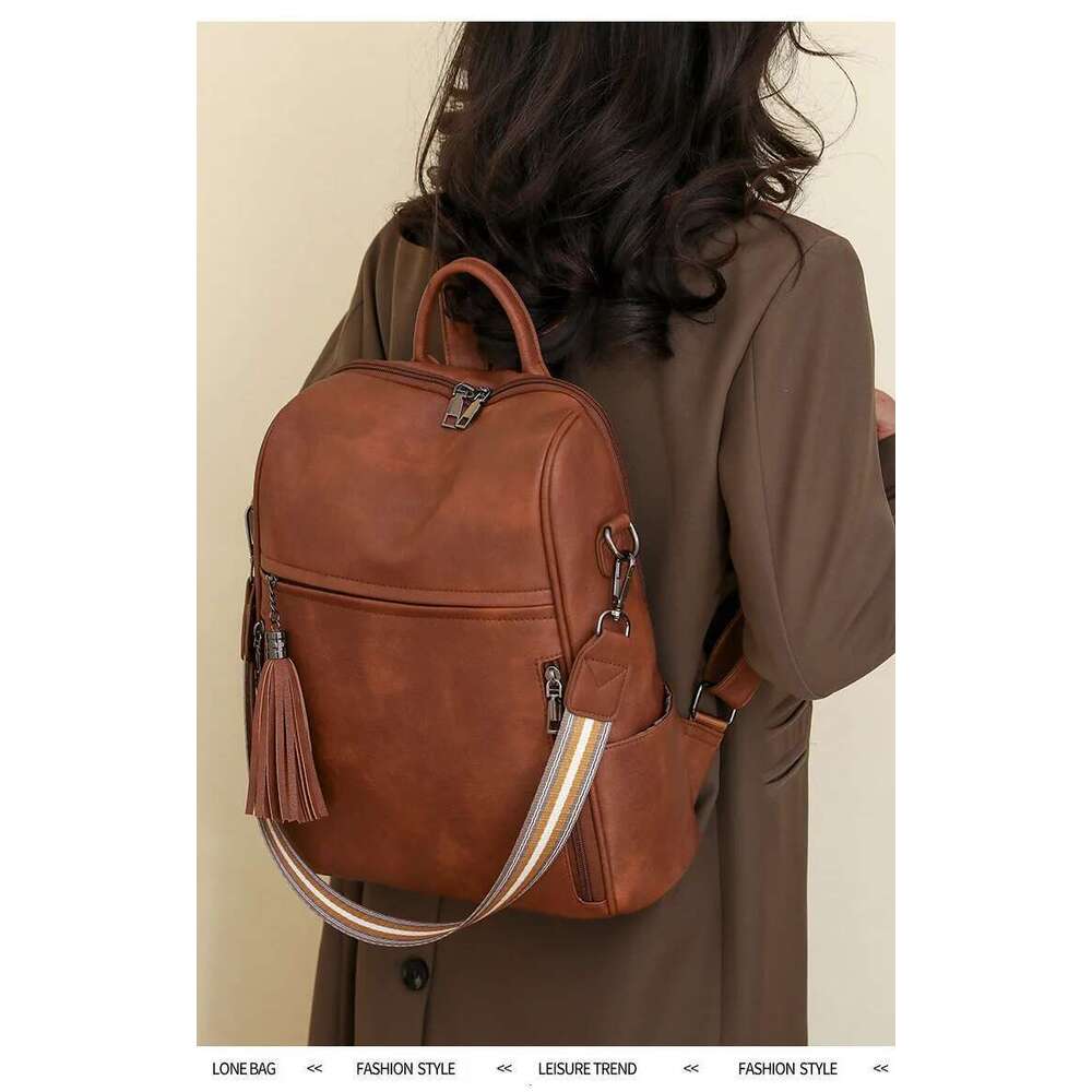 Leather Purse For Women Designer Travel Backpack Purses PU Fashion Ladies Shoulder Bag With Tassel
